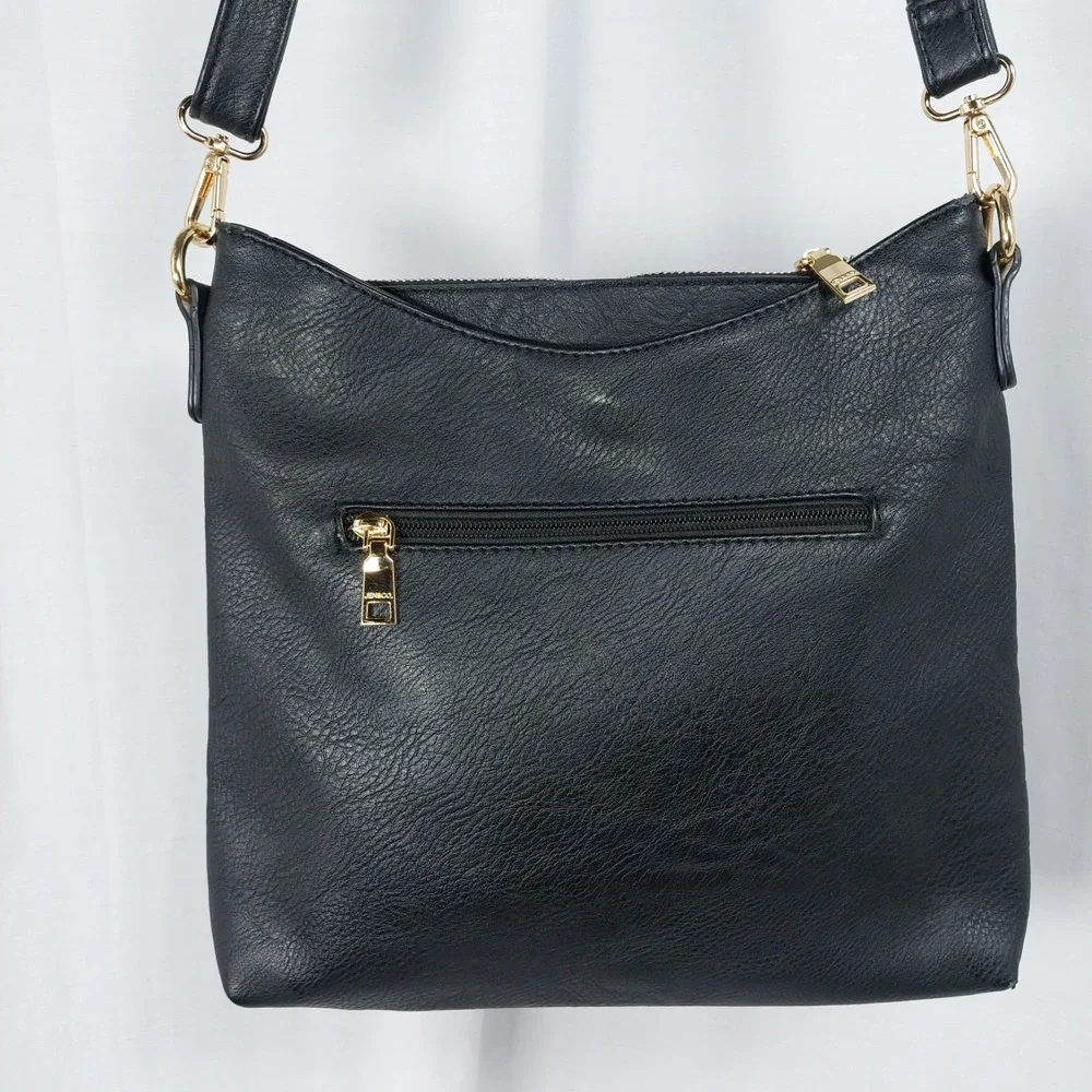 Jen &‎ Co Vegan Crossbody Bag Purse Black Adjustable Strap Organize *READ